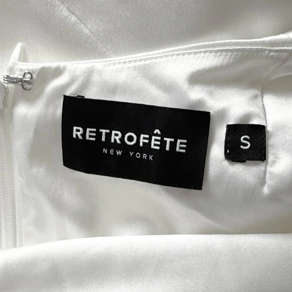 NWT RETROFETE Satin Asymmetric Crystal Chain Strap Draped Neck Open Back Gown S - Picture 11 of 13